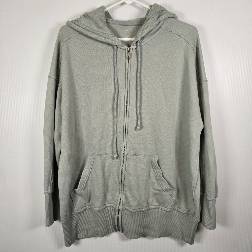 Aerie Womens Oversized Soft SageGreen Full Zip Hooded Sweatshirt Size M Pockets